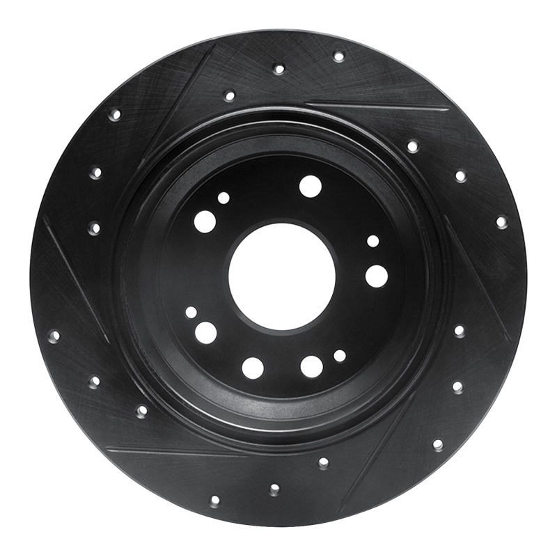 Acura RL Brake Rotor (1) - Rear Right - R1 Concepts - Drilled & Slotted - Black - `02-`04